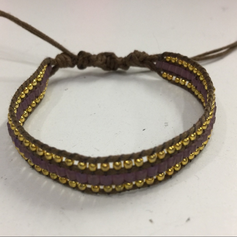 Handmade Macrame Bohemian Gold, Seed Bead Bracelet
